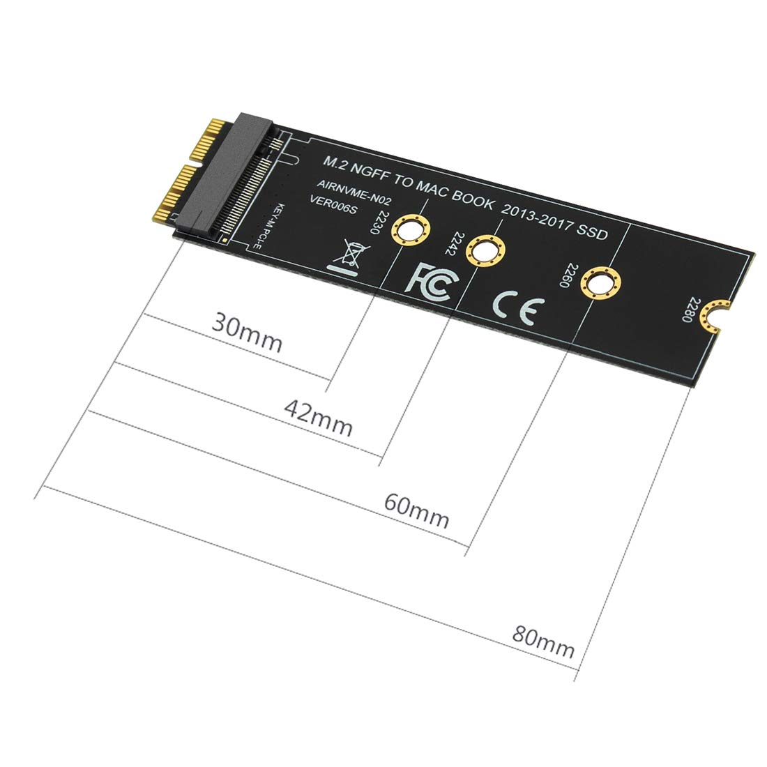 FEICHAO M Key M.2 NGFF PCIe SSD Adapter Card Compatible for MacBook Air 2013~2017 Laptop A1465 A1466 Pro A1398 A1502 A1419 2230-2280 SSD