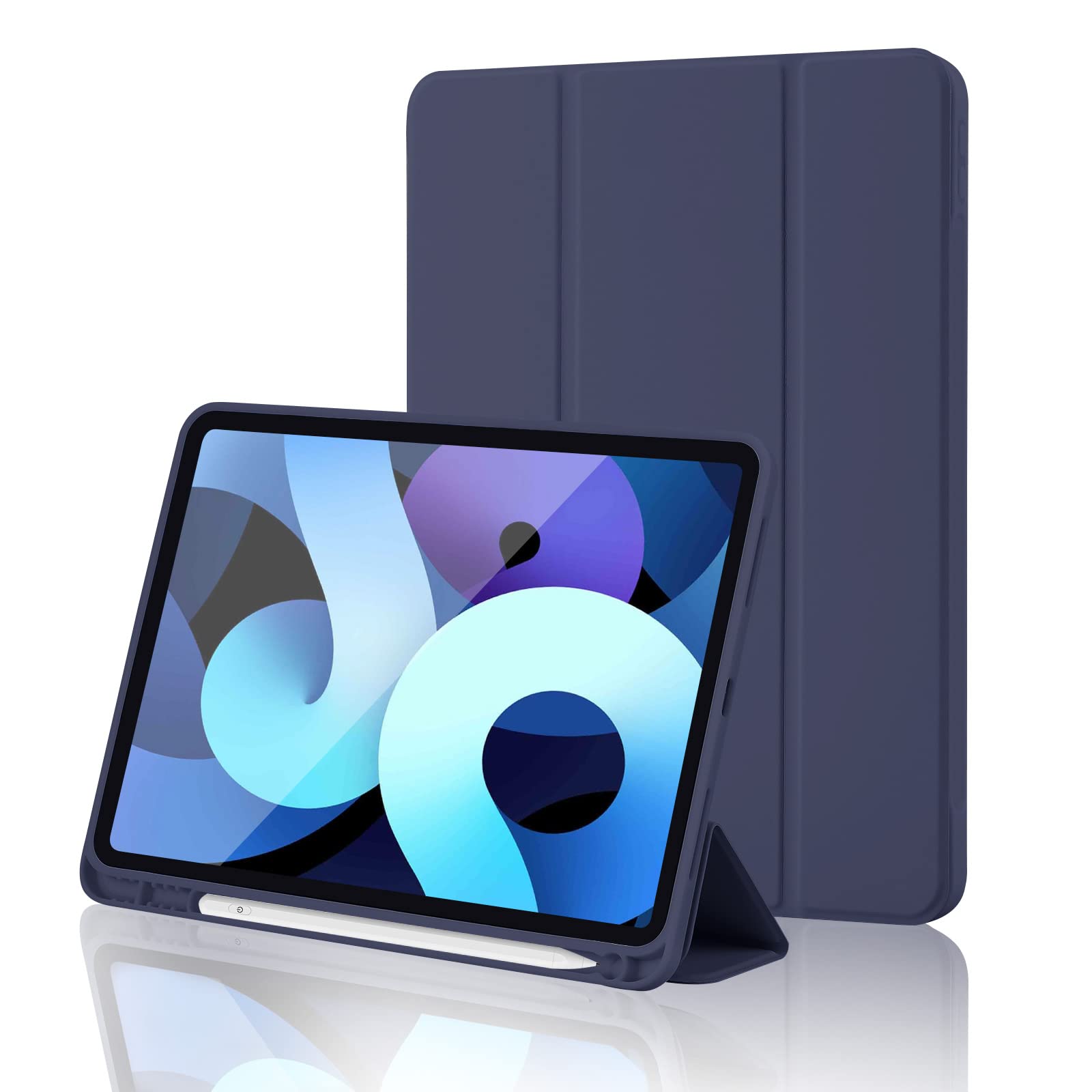 Hülle für iPad 11. Generation A16 2025 / iPad 10. Generation 2022 (10.9/11 Zoll) mit Stifthalter, Trifold Ständer, Auto Schlafen/Wachen, Flexible TPU Rückseite, Schutzhülle für 11/10 Gen, Dunkelblau