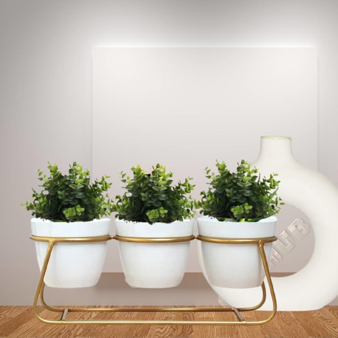 CS3HUB Trio Metal Planter with Stand | Tabletop Item | Home Decor Item | Living Room Planter | Decorative Pot for Garden - Pack of 1 (B0CQHSJ8YK) Amazon Price History, Amazon Price Tracker