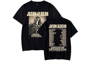 Jason Aldean Mens Highway Desperado Tour Concert Black Tee Shirt