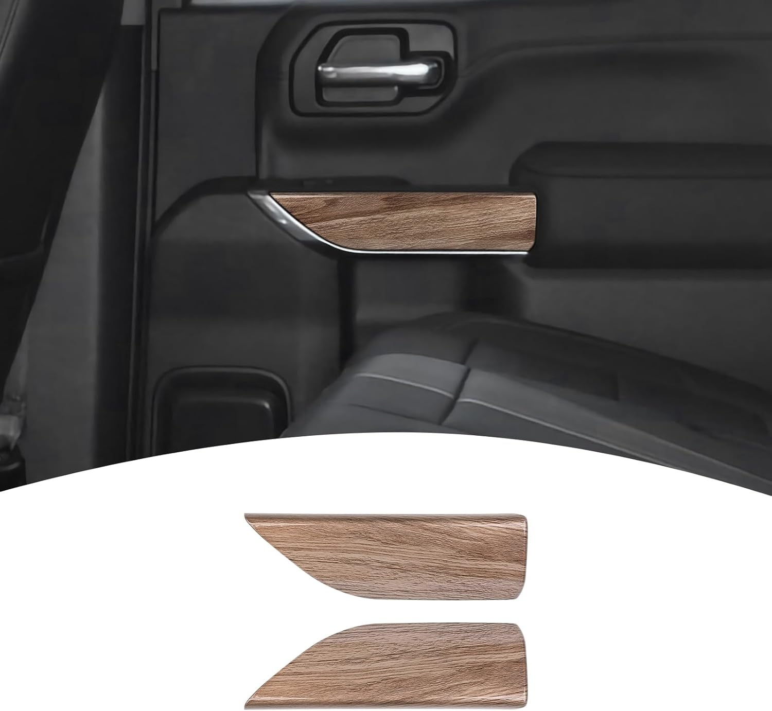 for Silverado Rear Door Panel Trim Cover for Chevy Silverado/GMC Sierra 2019-2022(Double Cab) Brown Wood Grain Interior Accessories 2pcs