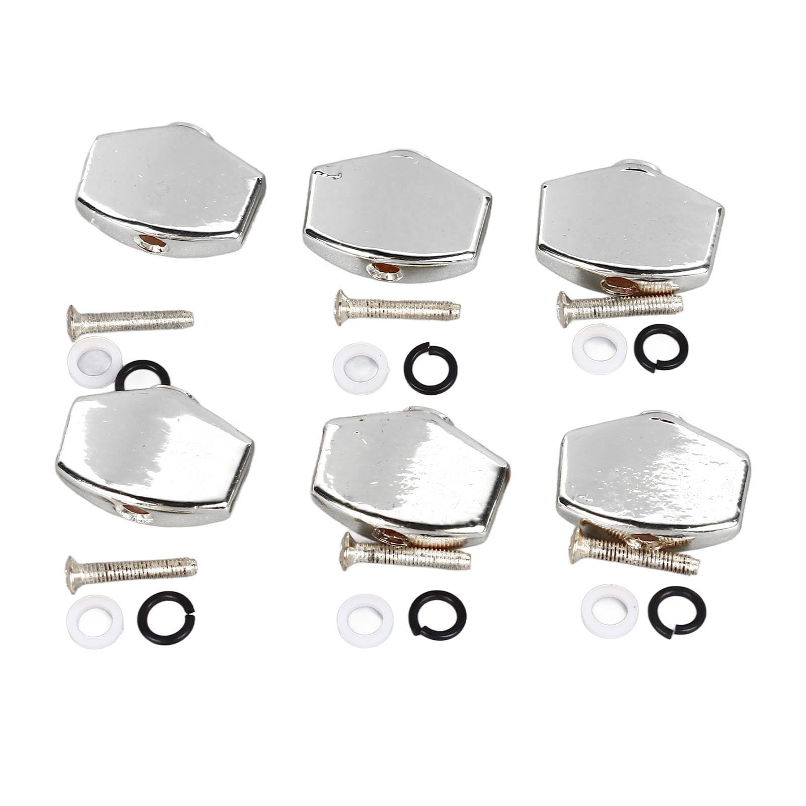 6Pcs Guitar Tuning Peg Buttons Metal Stable Universal Tuner Buttons Replacement for Acoustic Electric Guitar Black and Bra of Guitars Guitar Tuning Peg ButtonsTuning Peg (Silver)