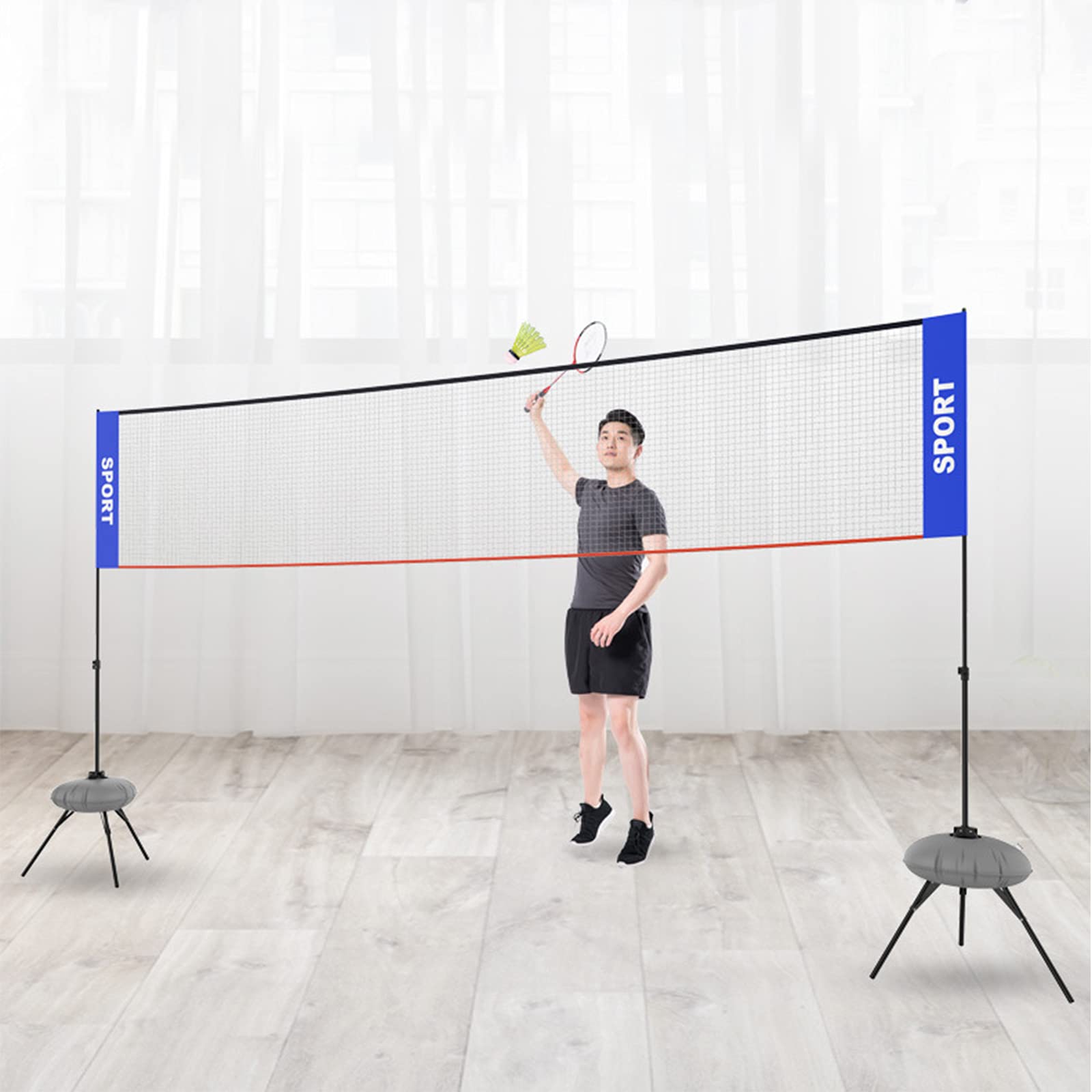 Badminton Tennis Pallayball Net Frame Portatile Standard Net Esternal Block Esterni Net Pieghevole Piegatura Semplice Semplice Net Post Staffa in Acciaio Inox(Size:4.1m)