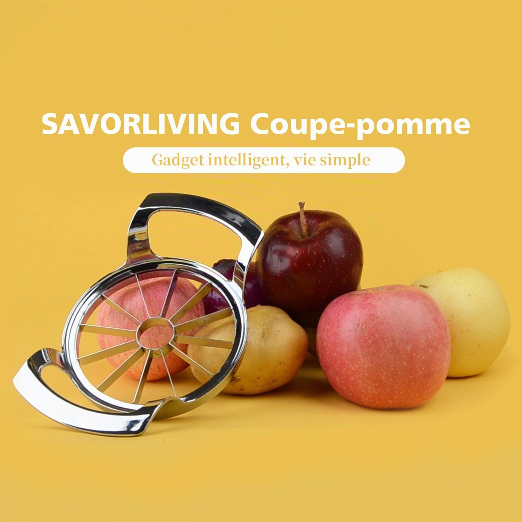 Coupe Pomme en Acier Inoxydable 12 Lames Extra-large, Trancheuse de Pomme Robuste