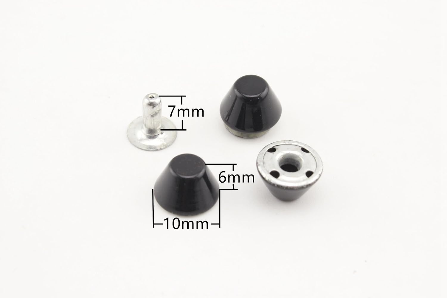 Barrel Riveted Purse feet 3/8" / 10mm Iron Spike Rivet Studs Spots Leather Rivet for Bag Making Clothing Shoes Black M64A
