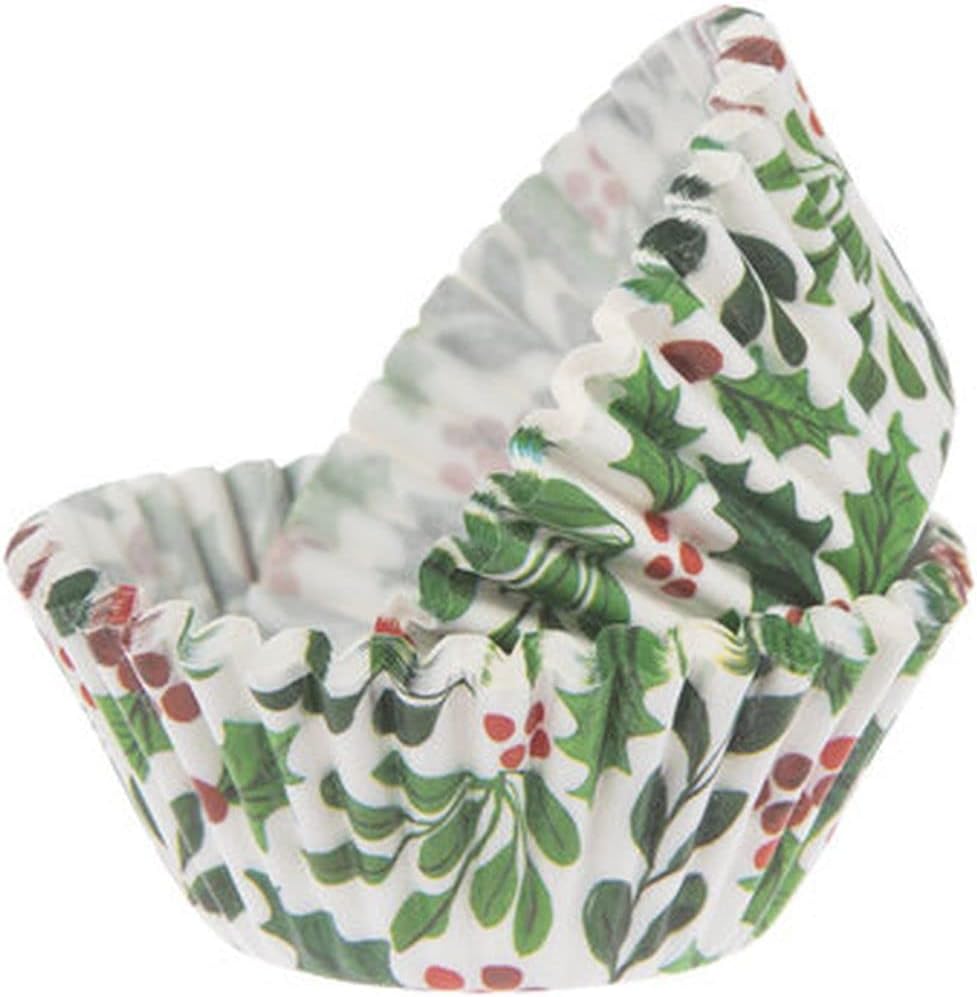 Christmas Decorative Baking Cups Holly and Greenery