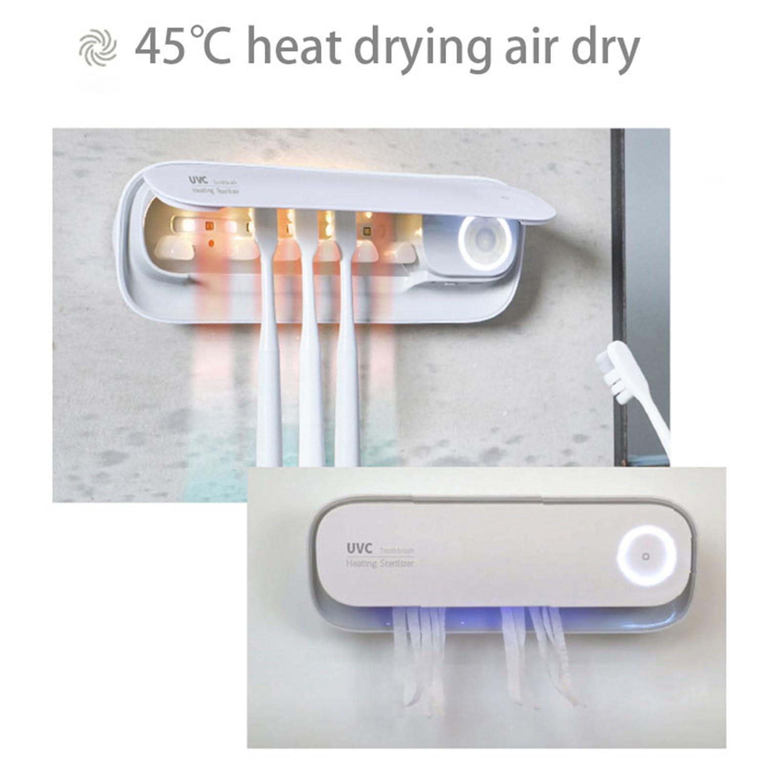 Soporte para cepillo de dientes con luz UV de inducción inteligente multifuncional, caja de almacenamiento eléctrica, dispensador automático de pasta de dientes, caja esterilizadora
