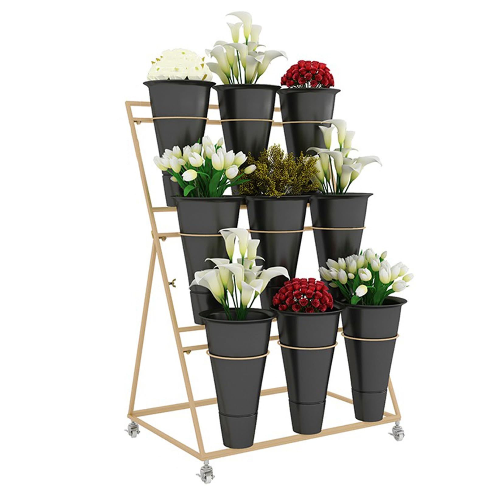 Chariot de fleurs en métal pour une décoration de mariage romantique