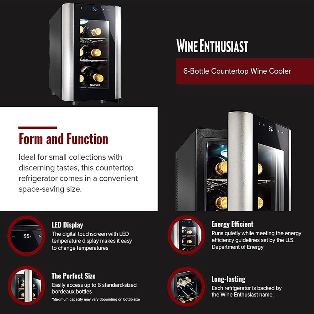 Frigorifero Da Banco Per 6 Bottiglie, Cantinetta Per Vino Elettronica, Refrigeratore A Scomparti, Mini Cantinetta Per Vino Compatta Indipendente, Frigorifero Per Bevande/Tè