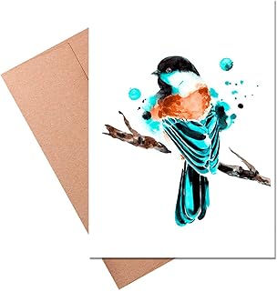 Chickadee Bird Lover Greeting Card, Mother's day card, Birthday Card, Colorful Note Card, Watercolor Greeting Card, Hand-Painted Get Well Card, Bird Gift Idea, Blank card with envelop included