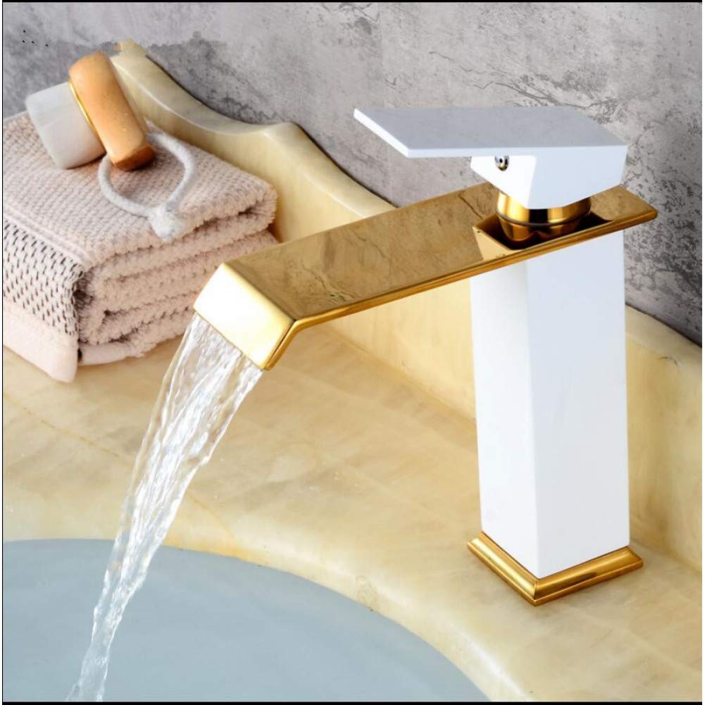 WIQUYBML Kitchen Taps Gold and Black Basin Faucet Brass Bathroom Single Handle Torneiras para Pia de Banheiro Wash Waterfall