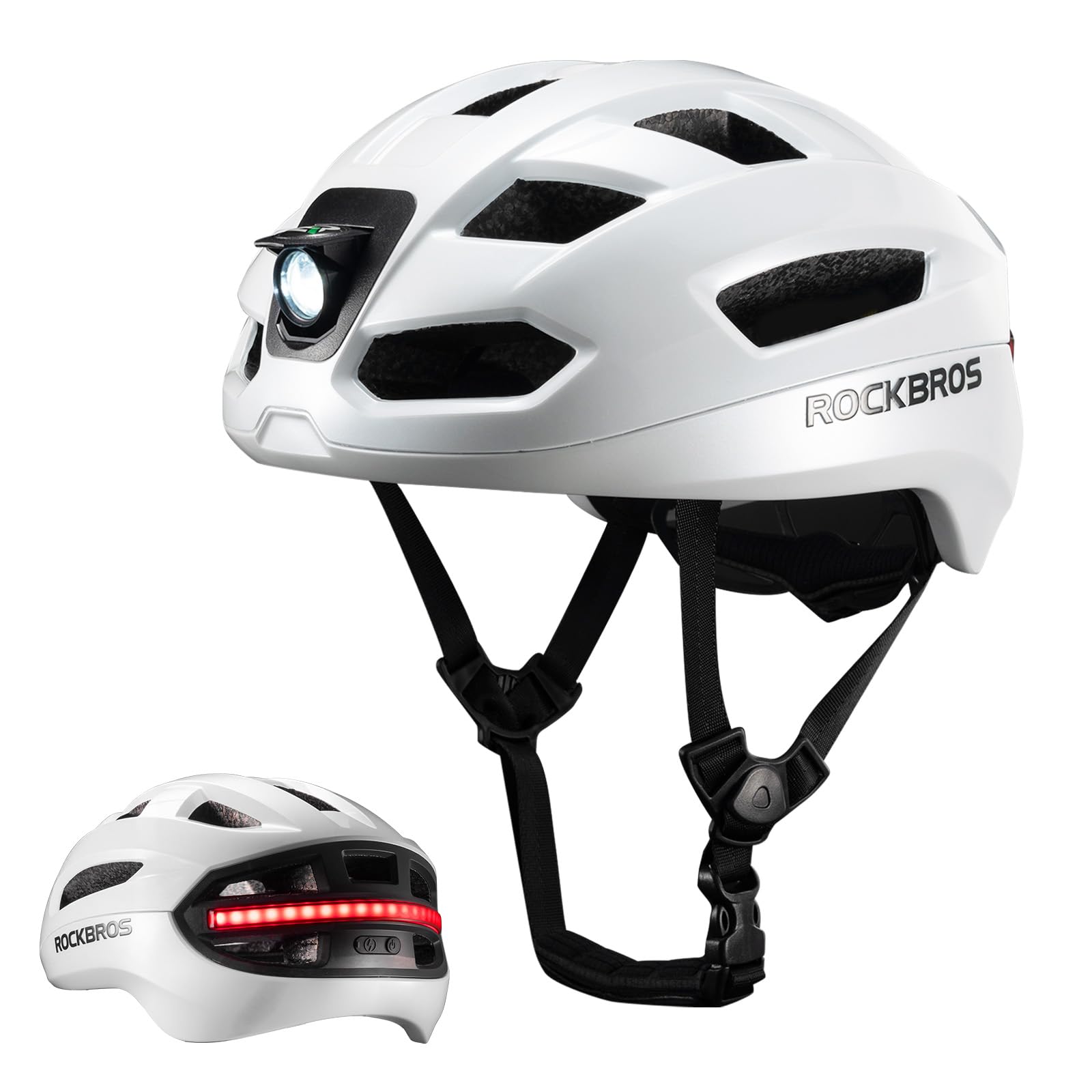 ROCKBROS Fahrradhelm Herren Damen mit Licht, Intelligenter Fahrrad Helm mit LED Vorder und Rücklicht Blinker Fernbedienung Für Rennrad MTB E-Bike