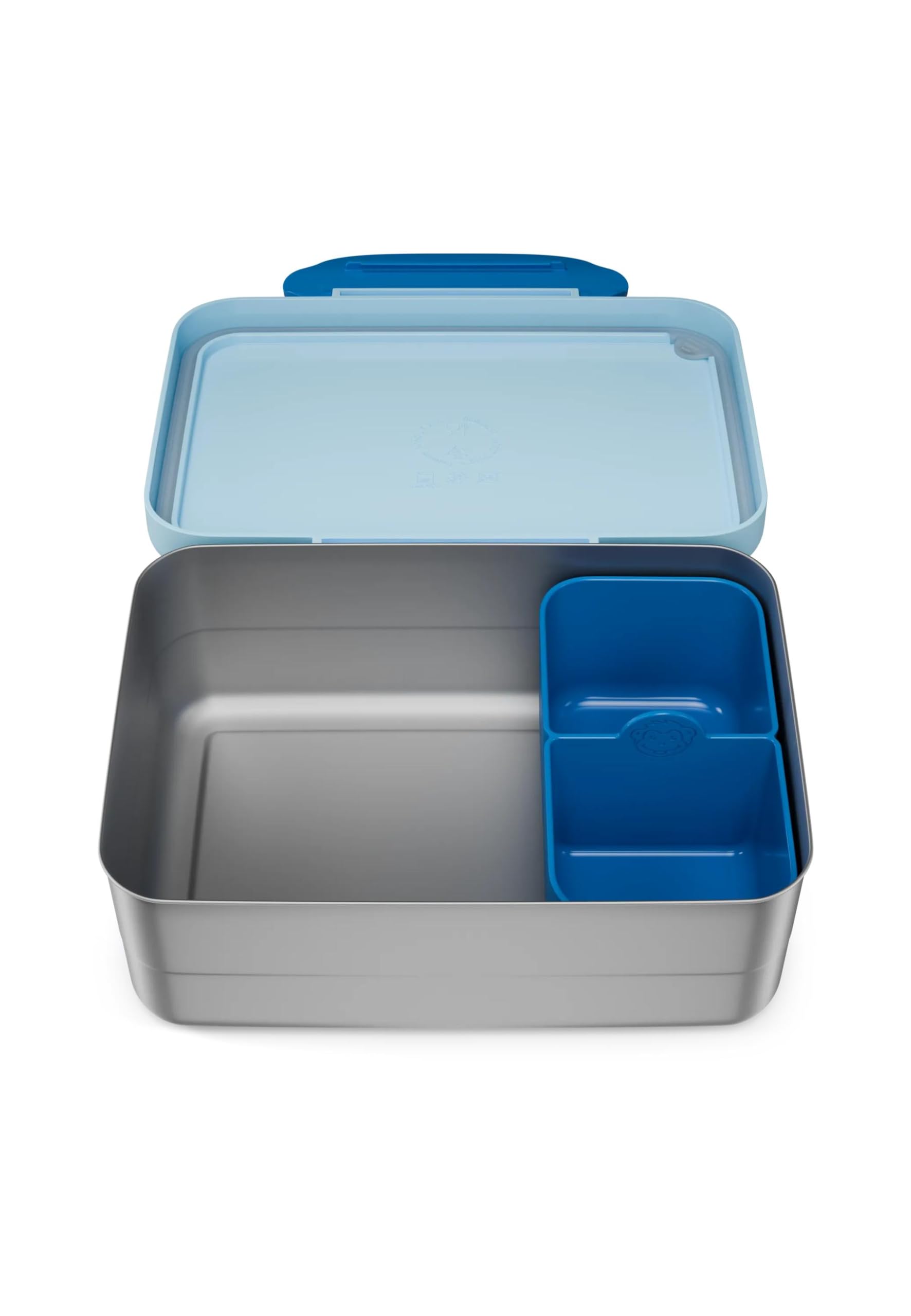 Affenzahn Portamerenda in acciaio inox con scomparto separatore, lavabile in lavastoviglie, con fantasia colorata Incredibile mondo sottomarino - Blu