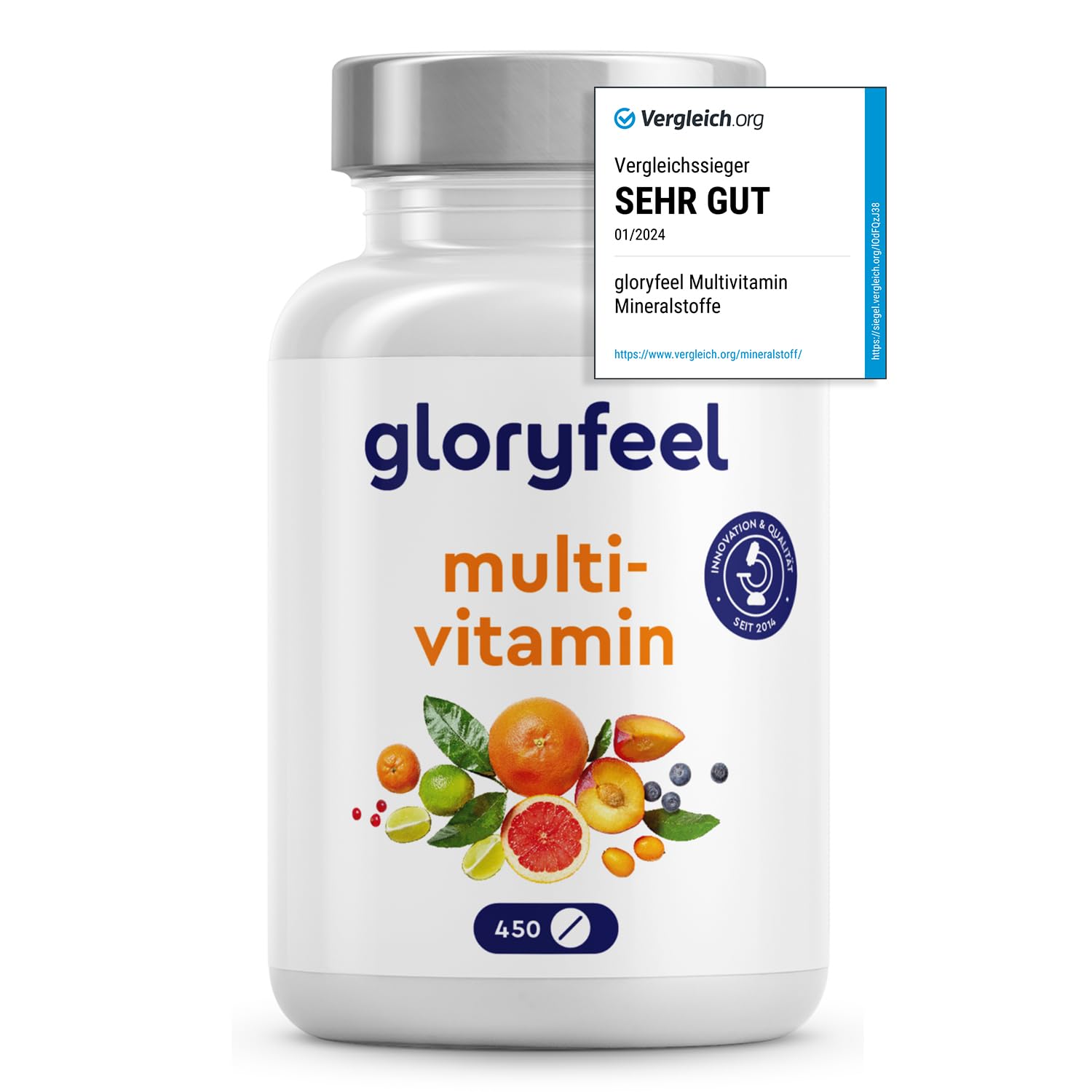 Multivitamin Hochdosiert - 450 Tabletten - Wertvolle Mineralien & alle A-Z Vitamine - 15 Monate Vorrat - Unterstützt das Immunsystem* - Laborgeprüft ohne Zusätze in Deutschland hergestellt