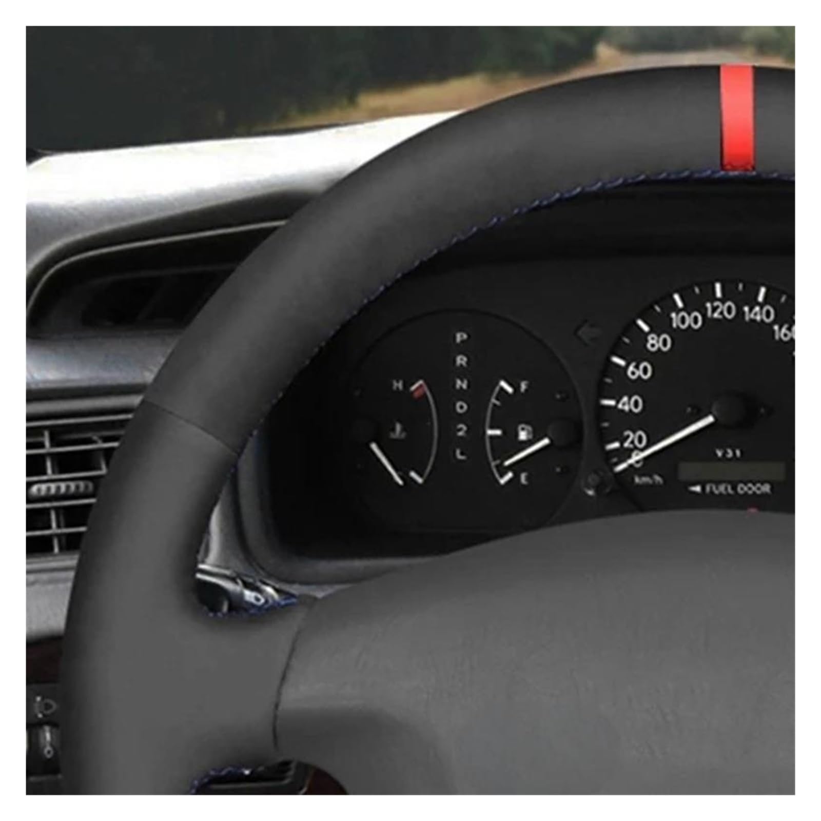 Lenkradabdeckung Schwarz Wildleder Leder Geflecht Auto Lenkrad Abdeckung Für Toyota Für Sienna Für Tundra 1998-2003 Lenkrad Bezug Auto(Hellblau)