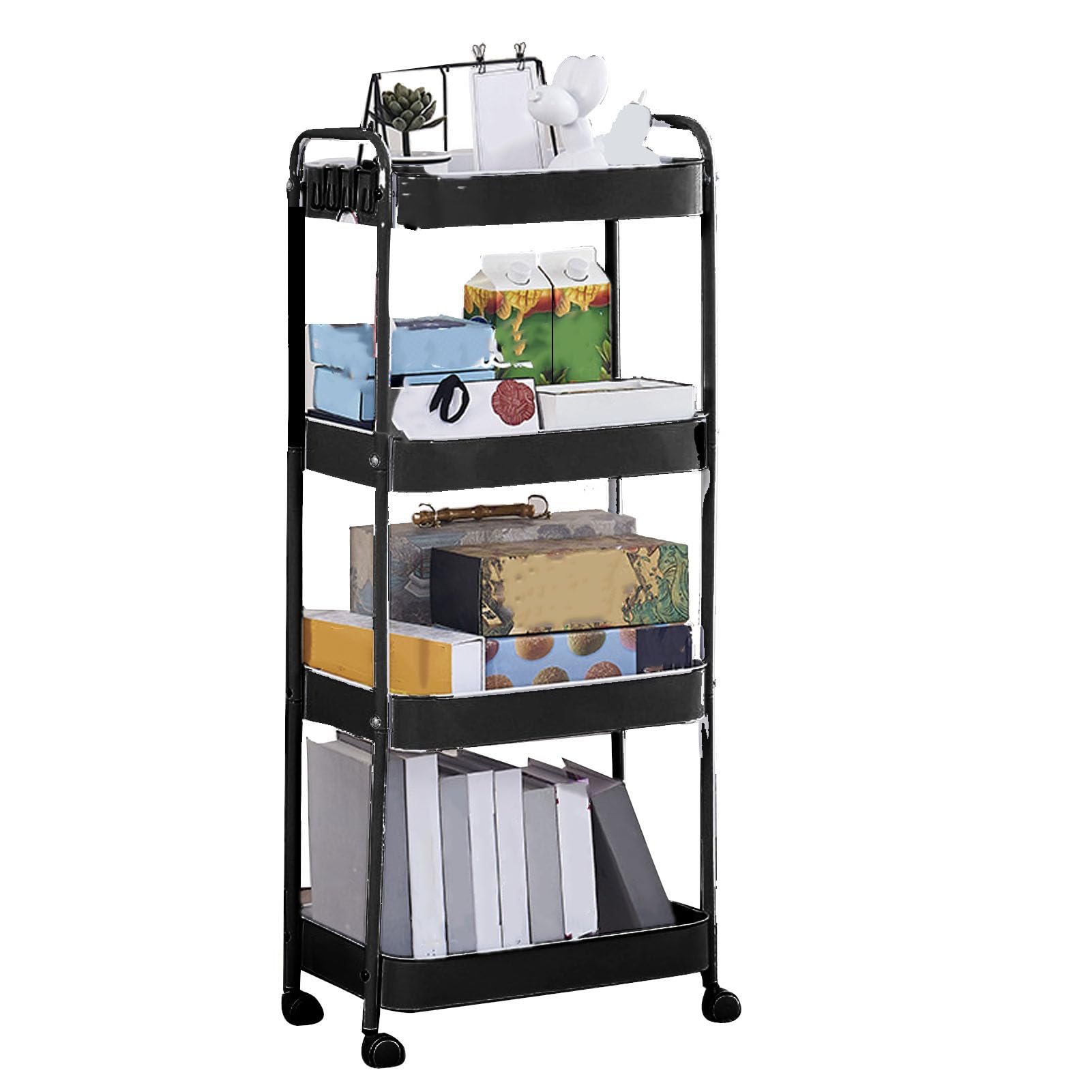 Yosoo Health Gear Carro Rodante Utilitario de 3 Niveles, Carro Organizador de Almacenamiento de Acero Al Carbono con Ruedas Giratorias, Almacenamiento Móvil de 3 Niveles para Cocina, Baño, Sala de
