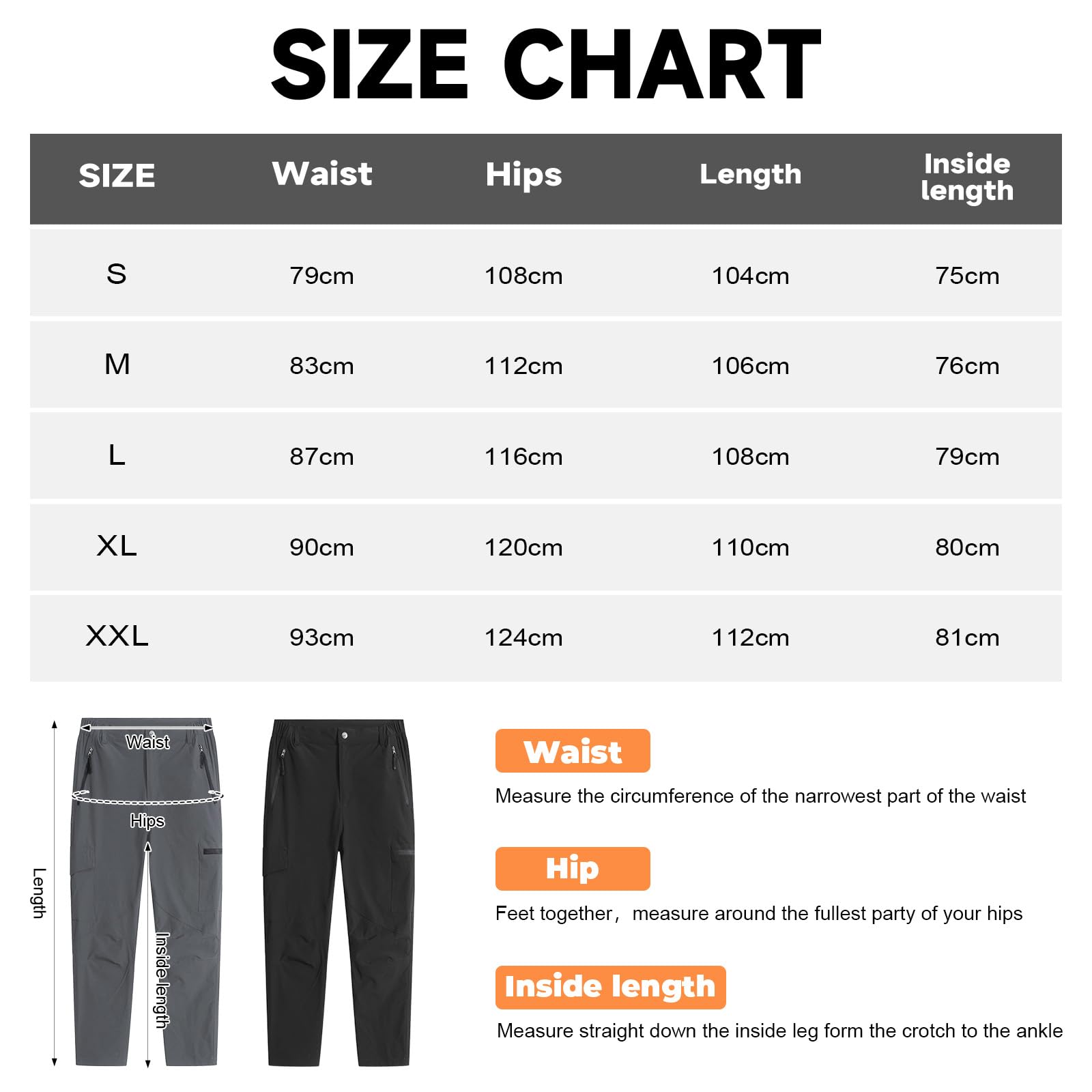 BWBIKE Pantaloni da Escursionismo Outdoor da Uomo - Pantaloni Cargo Leggeri e Traspiranti ad Asciugatura Rapida con 6 Tasche per Pesca e Trekking, Viaggi e Avventure Estive