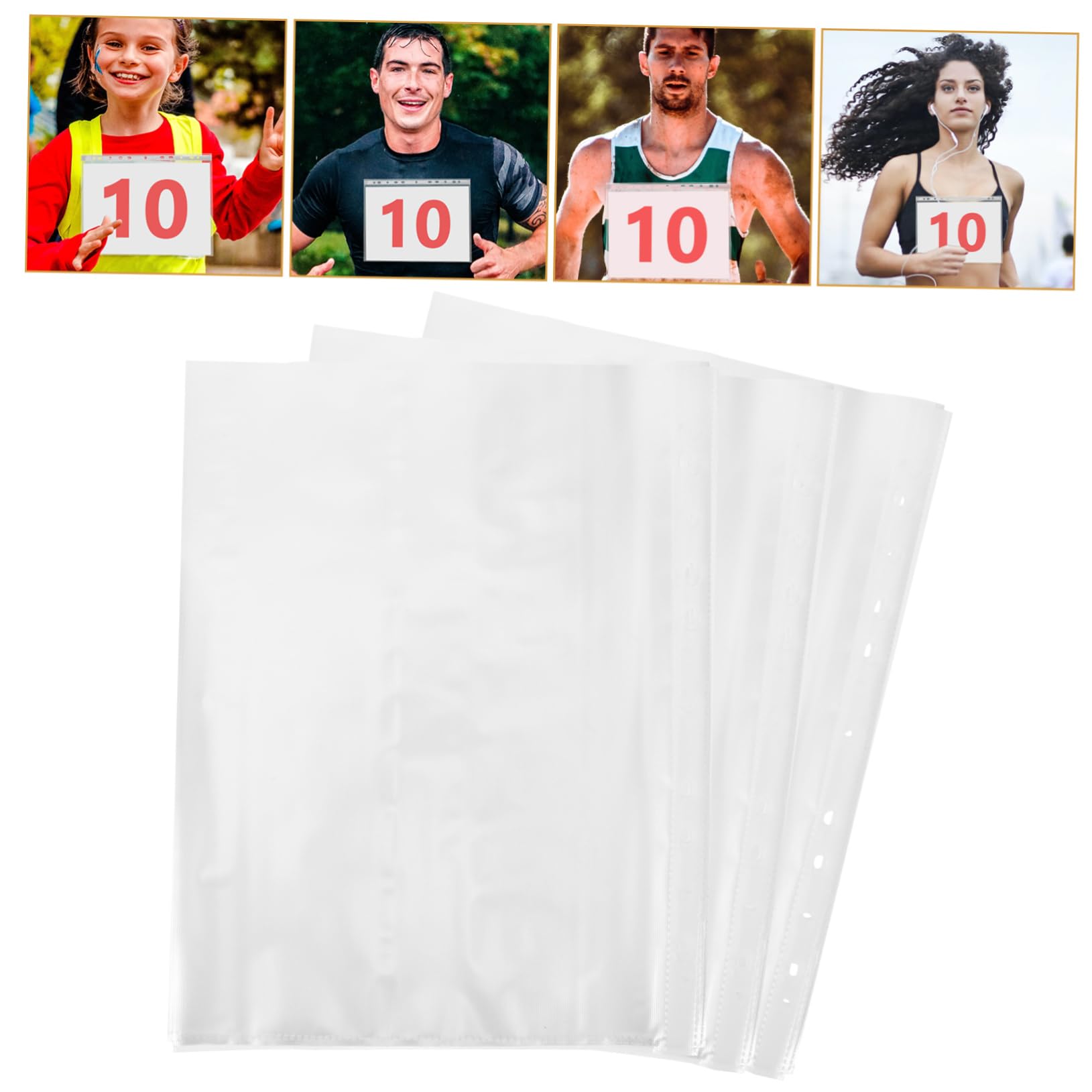 BCOATH 100pcs Bib Holder Running Bib Display Bag Reusable Portable Weatherproof