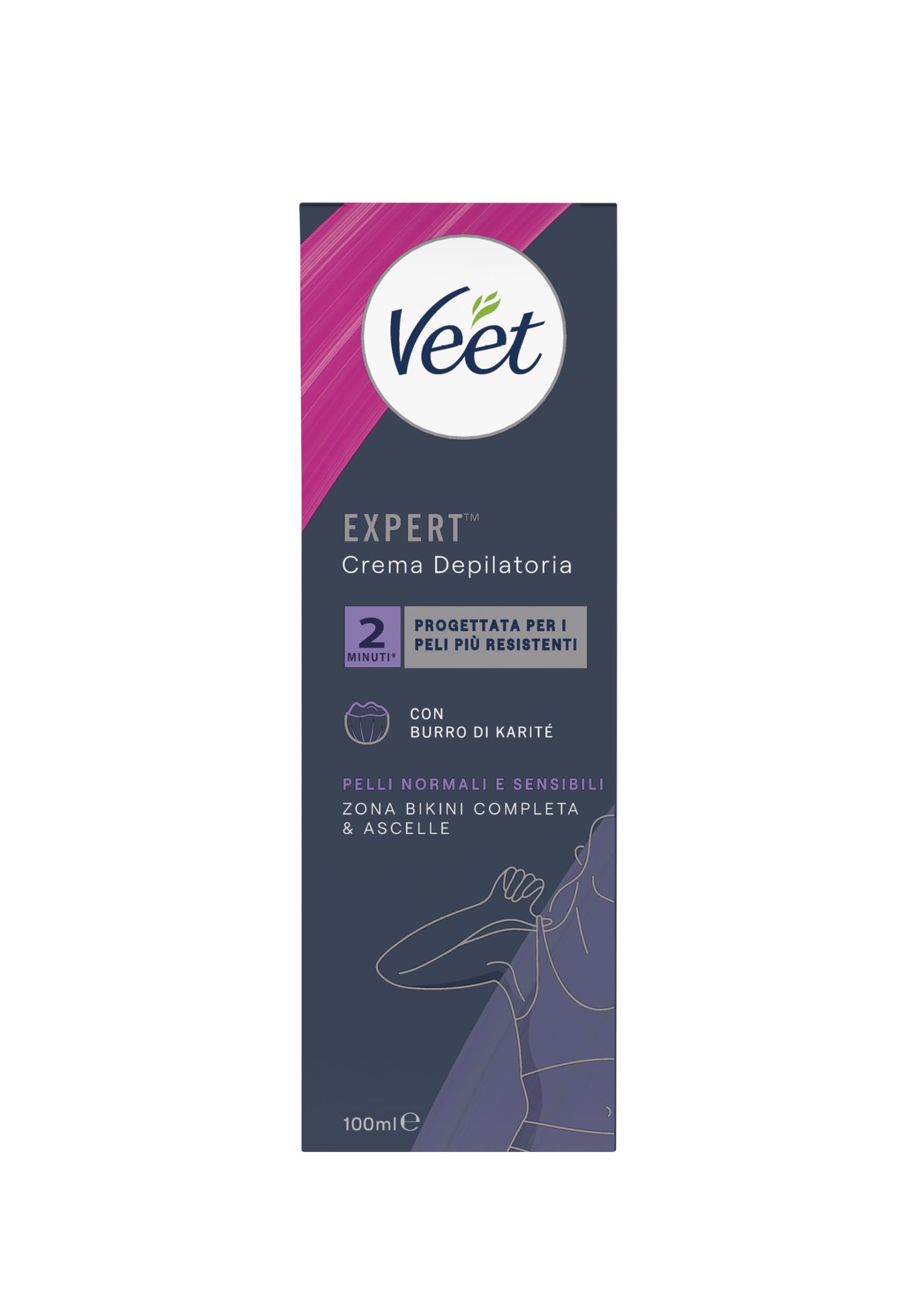 Veet Expert Crema Depilatoria Bikini & Ascelle per Pelli Normali e Sensibili 100 ml