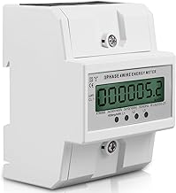 3 Phase Electricity Meter, 100 A Three-Phase Meter, Calibrated Electricity Meter with LCD Display, 50/60 Hz Digital Electricity Meter, Three-Current Meter, DIN Rail for DIN Rail Intermediate Meter Current (3-Phase 4-Wire)