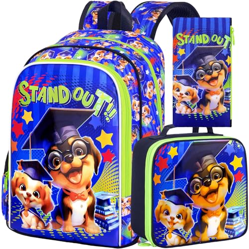 Image of AGSDON 3PCS Backpacks for Girls, 16 inch Elementary Kids Backpack Preschool School Bookbags and Lunch Box