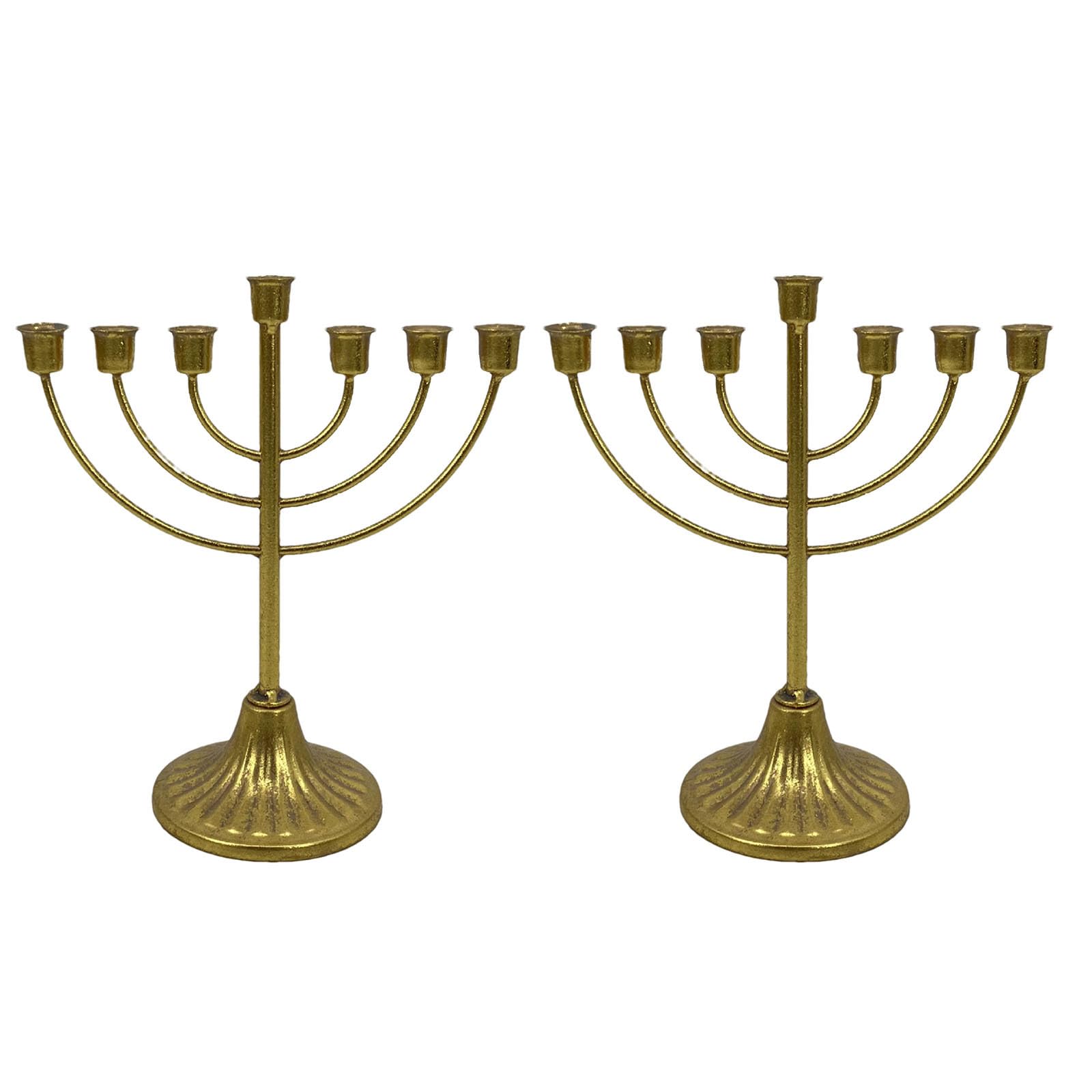Pomurom 7 Arms - 2 Pieces 2 Candlestick Candle Holder, 7 Arms Candle Stands Decorative, Metal Candle Holders For Pillar Candles, Pillar Candle Candelabra For Hanukkah Mantel Wedding Table Centrepieces Home Decor