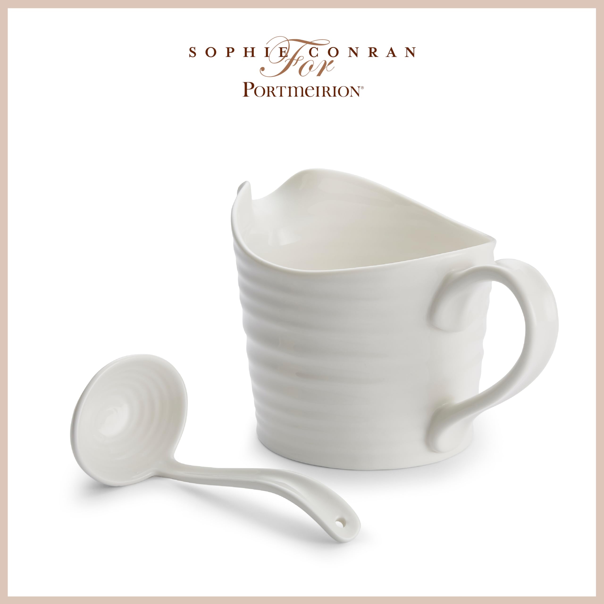 Portmeirion Home & Gifts Sophie Conran Weißer Mini-Saucenkrug und Schöpflöffel-Set (Weiß, 18,5 x 11 x 13 cm)