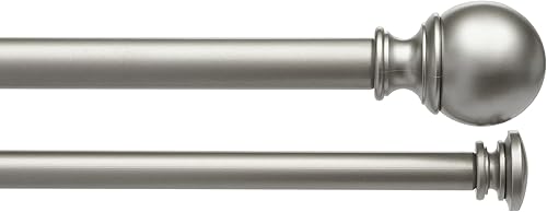 Miniatura 4 de Tienda Basics - Juego de varillas de cortina extensibles dobles de 1.0in con remates redondos, 72" a 144", níquel