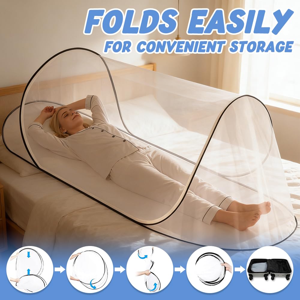 Zanzariera pieghevole, ultraleggera pop-up, Zanzariera grande da 200 x 80 x 56cm, tenda da campeggio portatile, letto zanzariera, campeggio con fondo a rete, per letto, campeggio