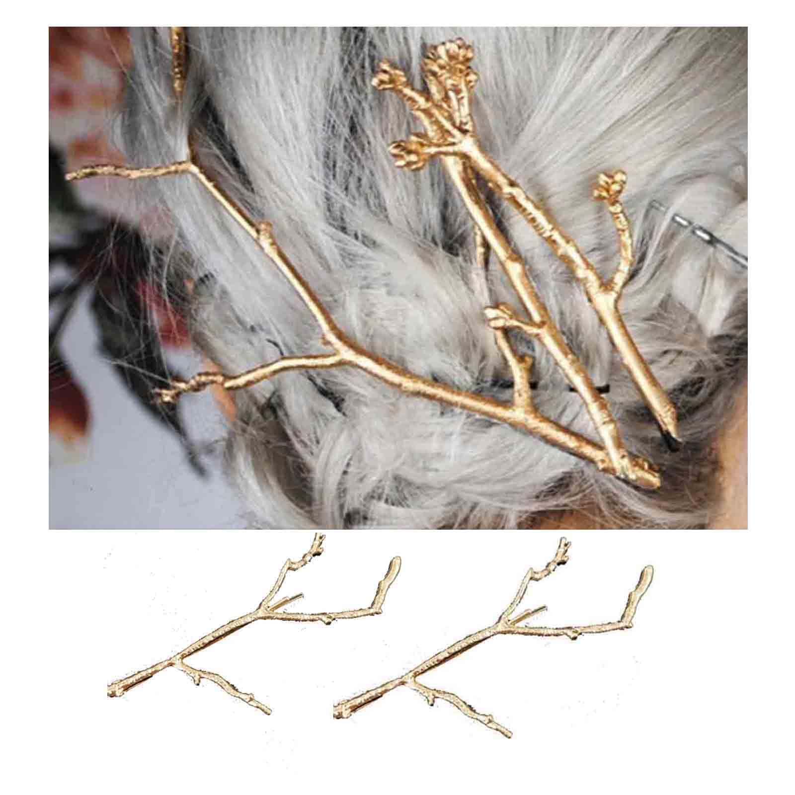 Yheakne Boho Blad haarspeld gouden tak haarspeld pen vintage blad barrette haarspeld decoratieve haarspelden metalen haaraccessoires voor vrouwen en meisjes