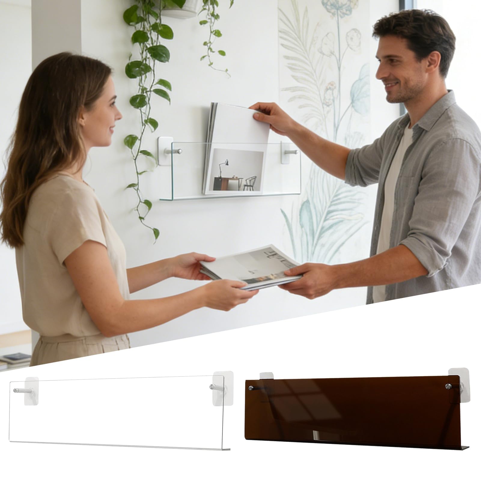 Soporte acrílico para álbum de 40 x 15 x 6 cm, organizador multifuncional transparente para amantes de la música, almacenamiento de discos sin taladro, para dormitorio y cine en casa