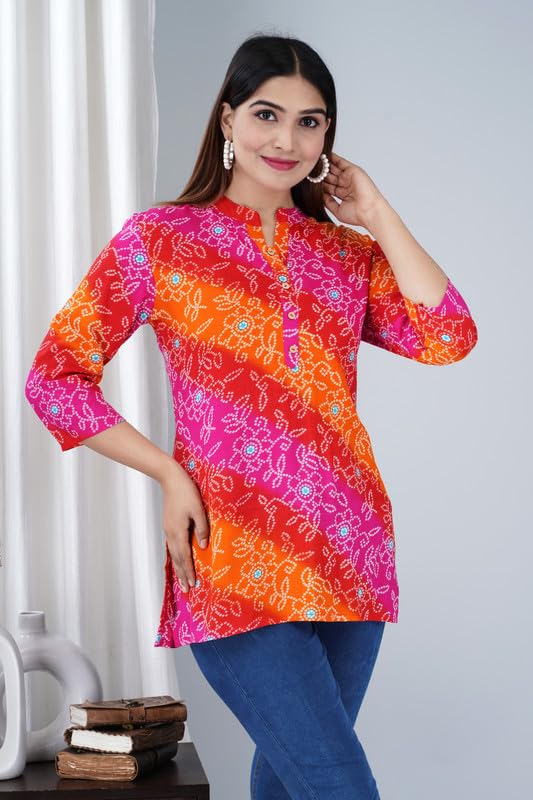 Image of Jikonet Women's Printed Rayon Straight Short Kurti