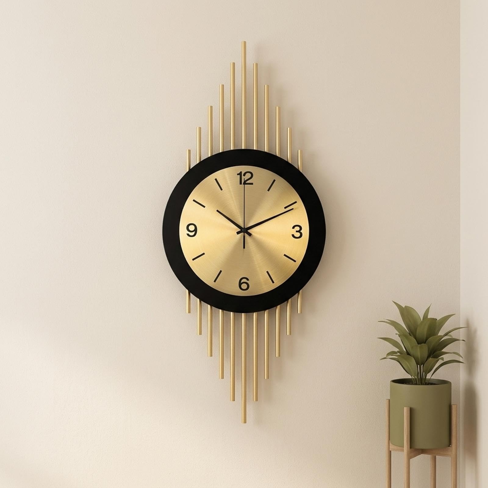 Wall Clock Decor, Large Gold Wall Clock with Silent Quartz Movement