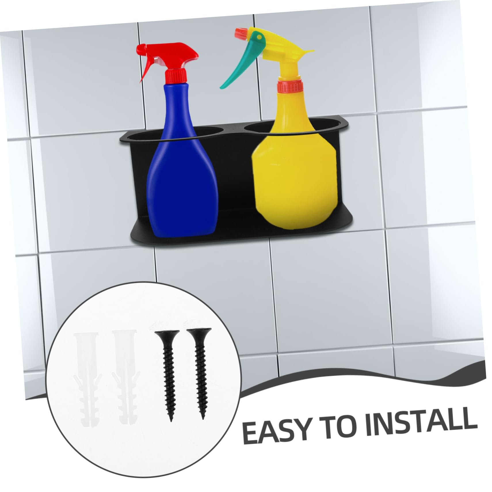 iplusmile Supporto da Parete per Flacone Spray Doppio Foro in Acciaio Inox Gancio Porta Flacone Spray per Garage e Officina Salvaspazio