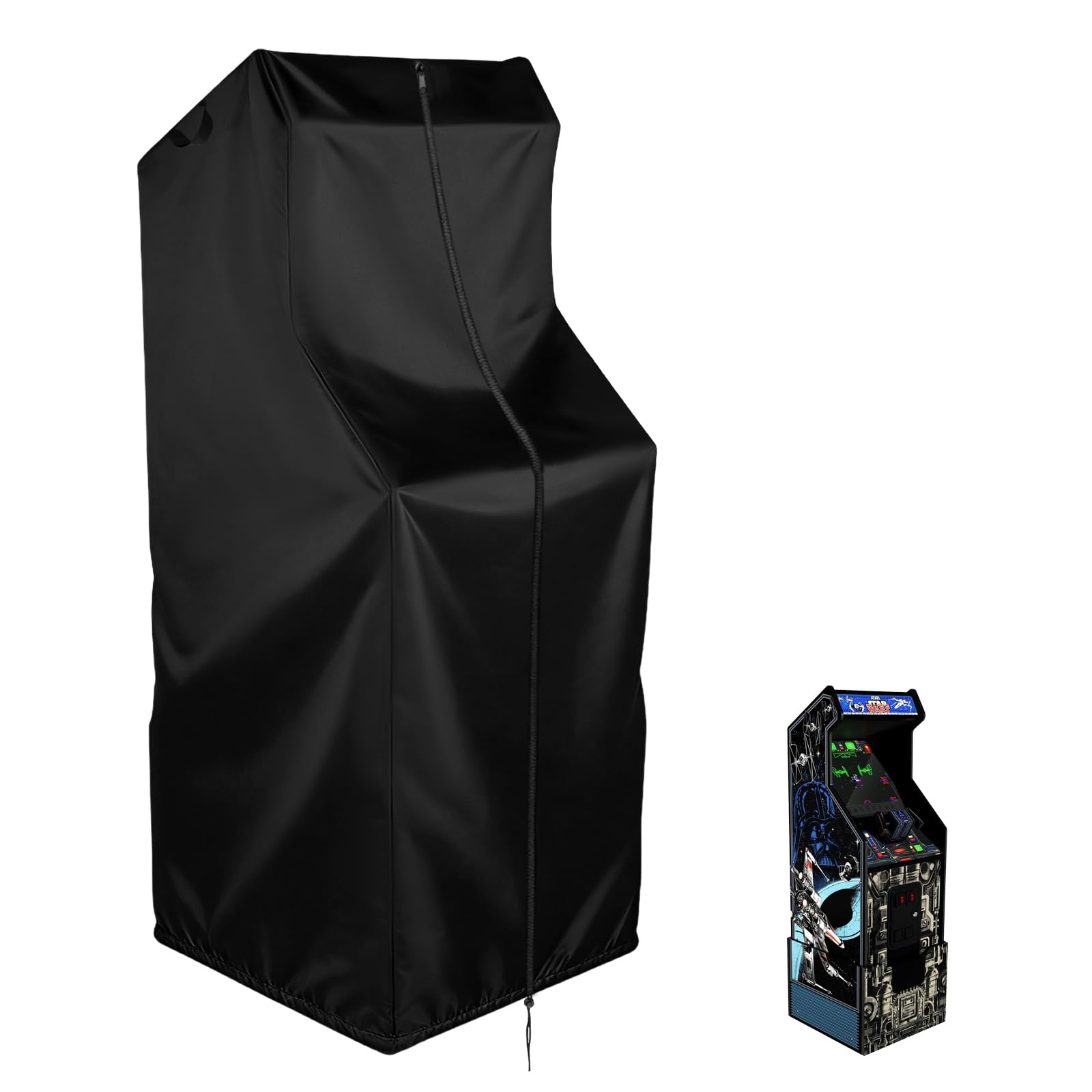 Flymer Black Arcade Machine Cover, Waterproof Dustproof Arcade Games Cover With Zipper & Drawstring, 420D Heavy Duty Machine Covers For Electronic Game Machines, 48 X 48 X 157 Cm,