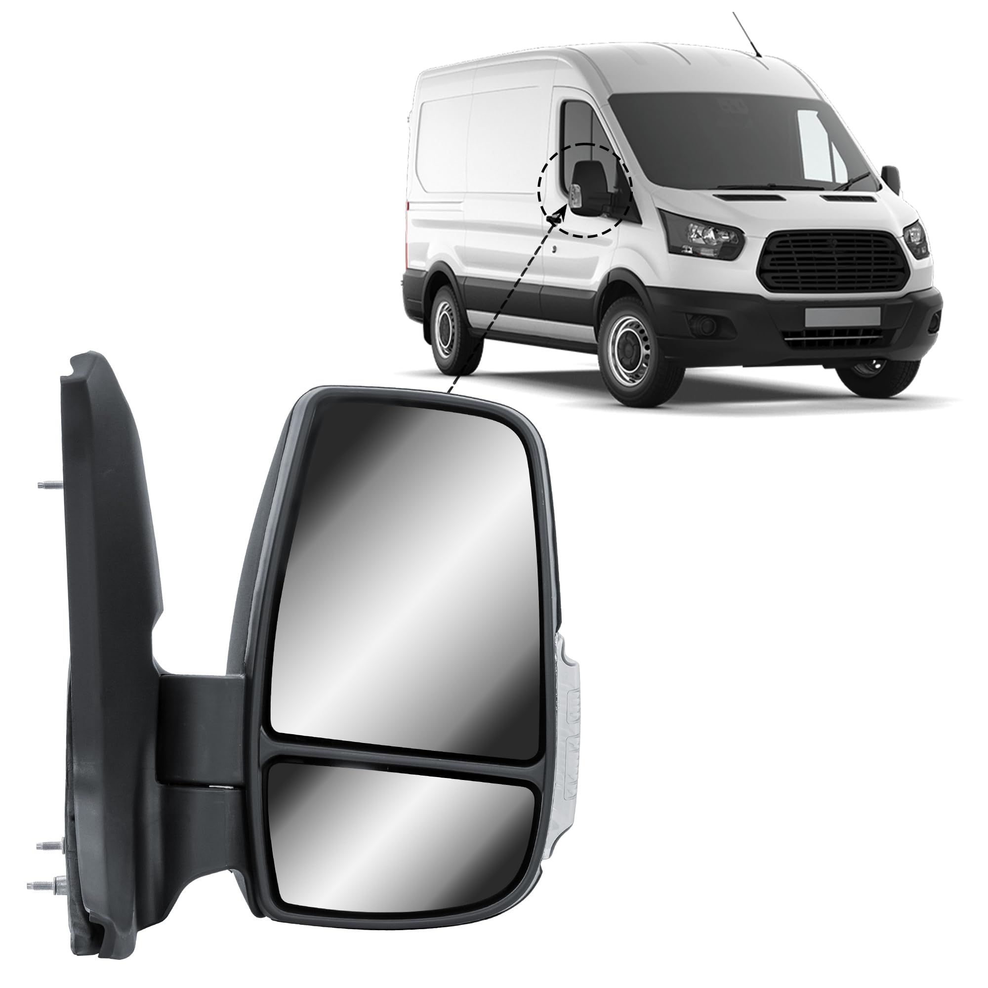 Specchietto retrovisore esterno destro elettrico e riscaldato con lampeggiante per Ford Transit V363 2014-2024