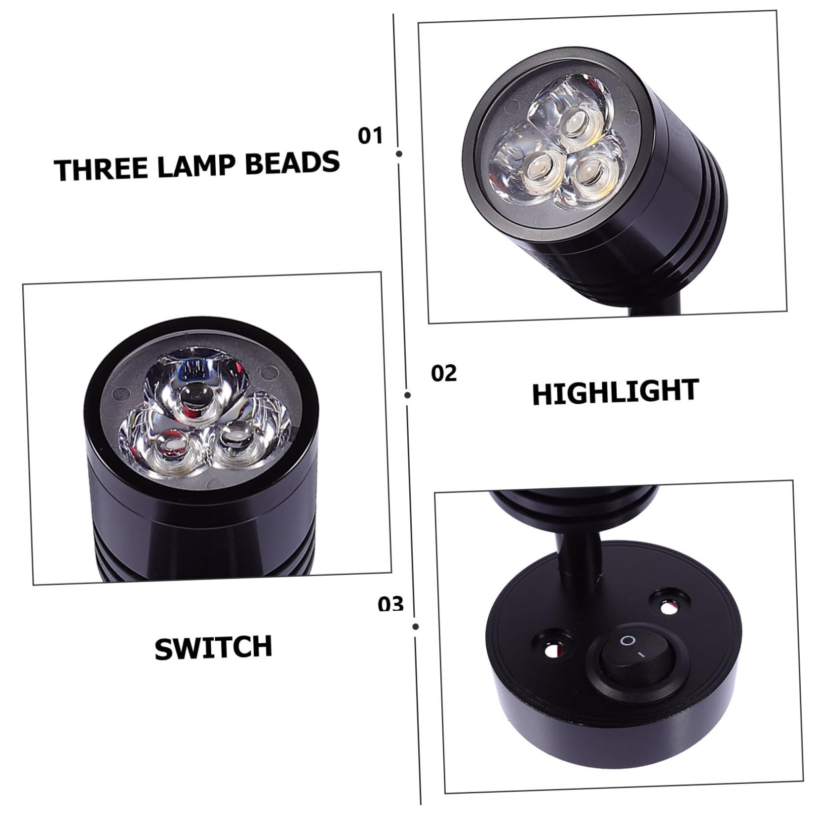 Hemobllo Plafonnier Corps Réglable LED 12v pour Camping-car en Aluminium Noir Lampe Murale LED et Protection Environnementale, Éclairage Intérieur Polyvalent