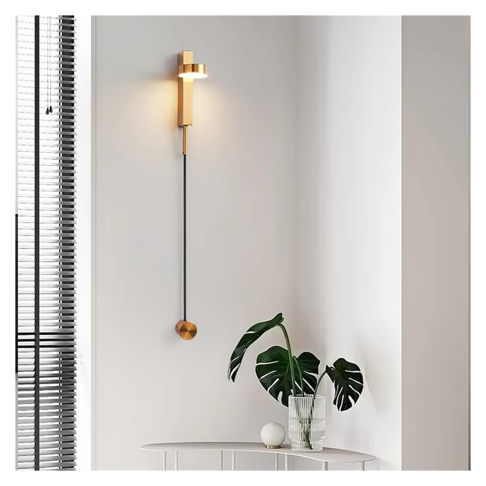 HPTHLY Bedroom Bedside Wall Lamp Minimalist Nordic Creative Wall Sconces Lamp Living Room Background Wall Light,Simple (Gold-D8Cm*H68Cm)