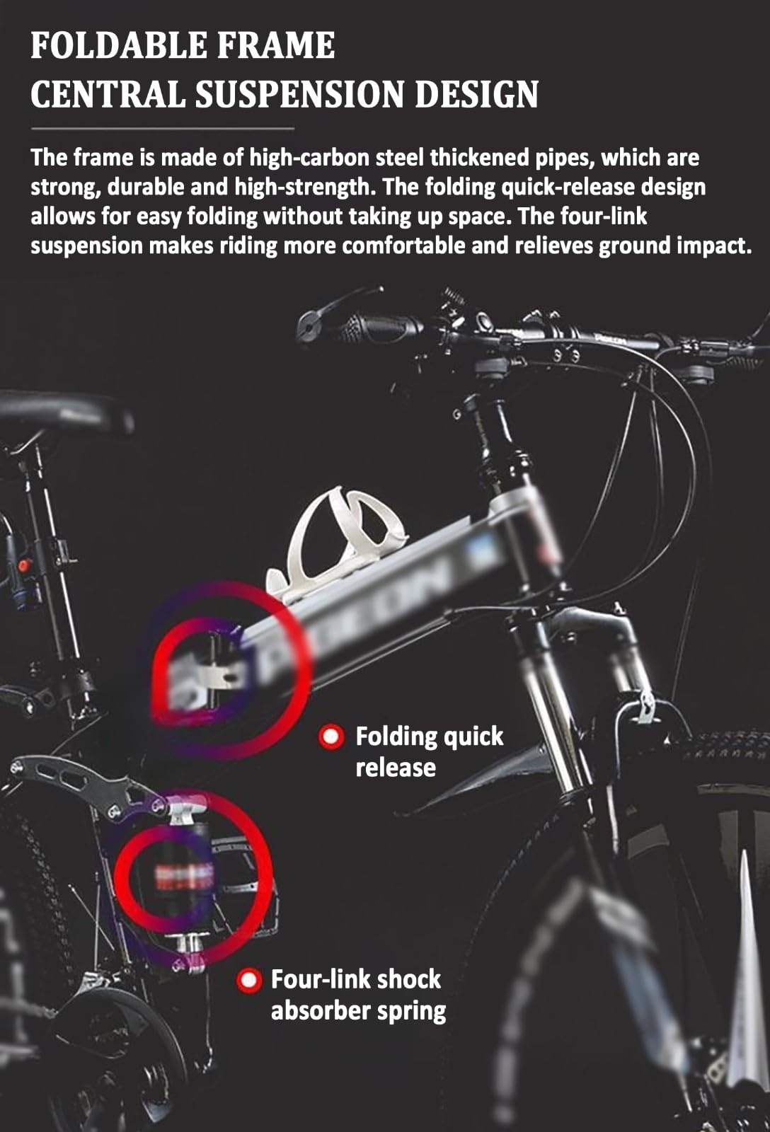 VTT Pliable pour Adulte De 24 À 26 Pouces, Double Suspension avec Roues À 3 Rayons, 21 Vitesses, pour Hommes Et Femmes, avec Garde-Boue