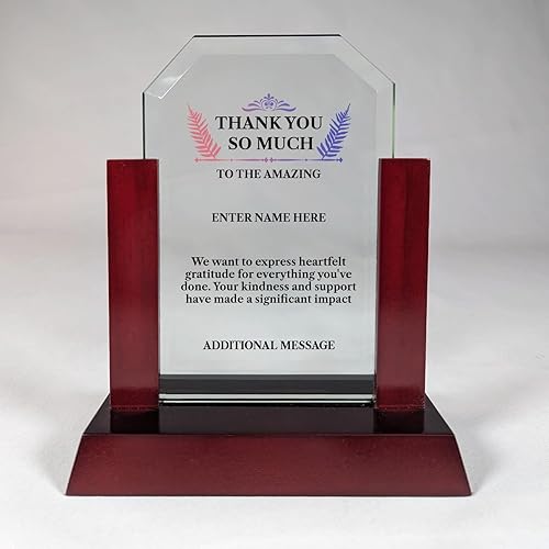 Miniatura 29 de Premio de agradecimiento personalizado grabado con láser, diseño grabado con láser, agradecimiento, añade tu propio texto, incluye caja de regalo