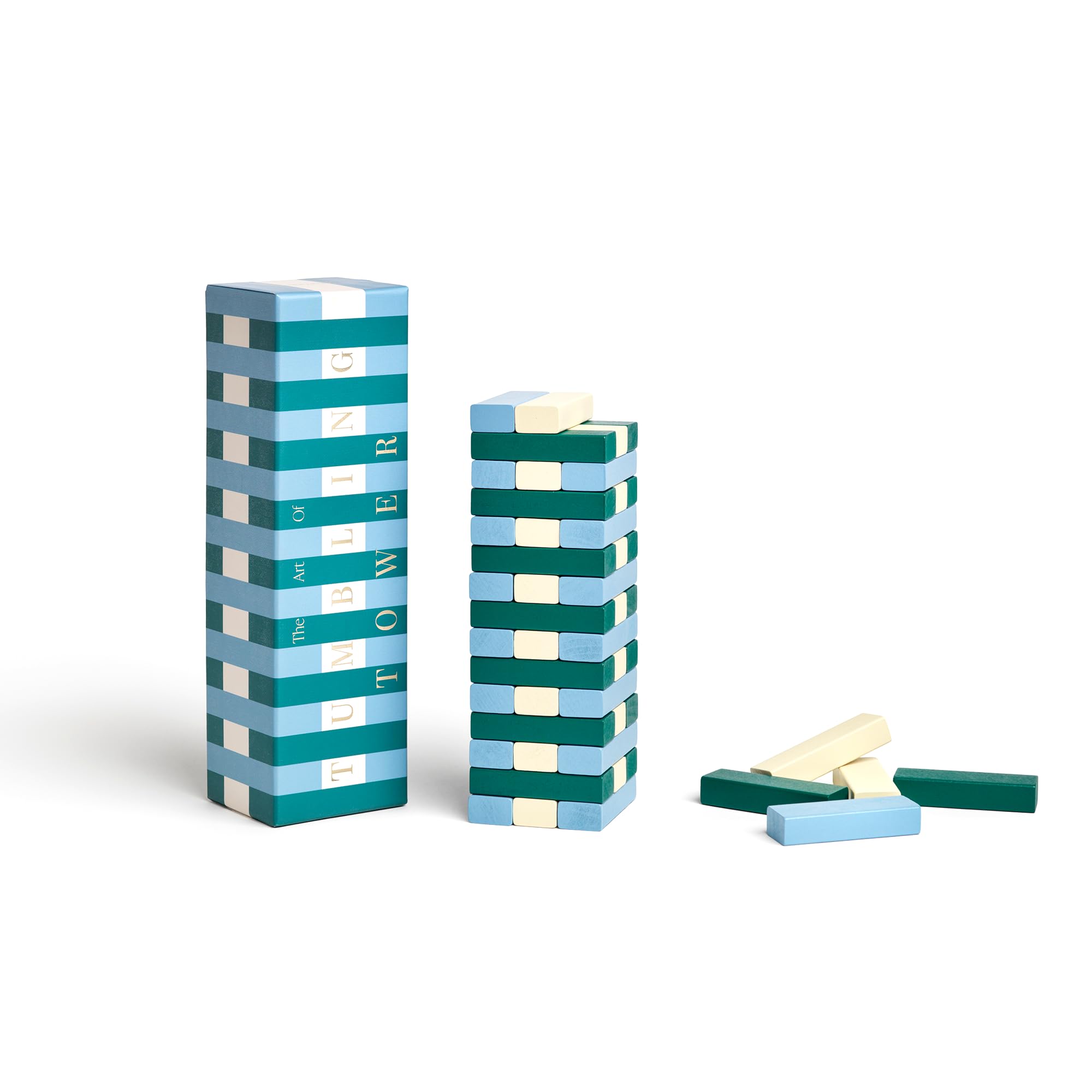 Play Green & Blue Tumbling Towers - Wooden Block Stacking Game | Wood Blocks, Sculptural…