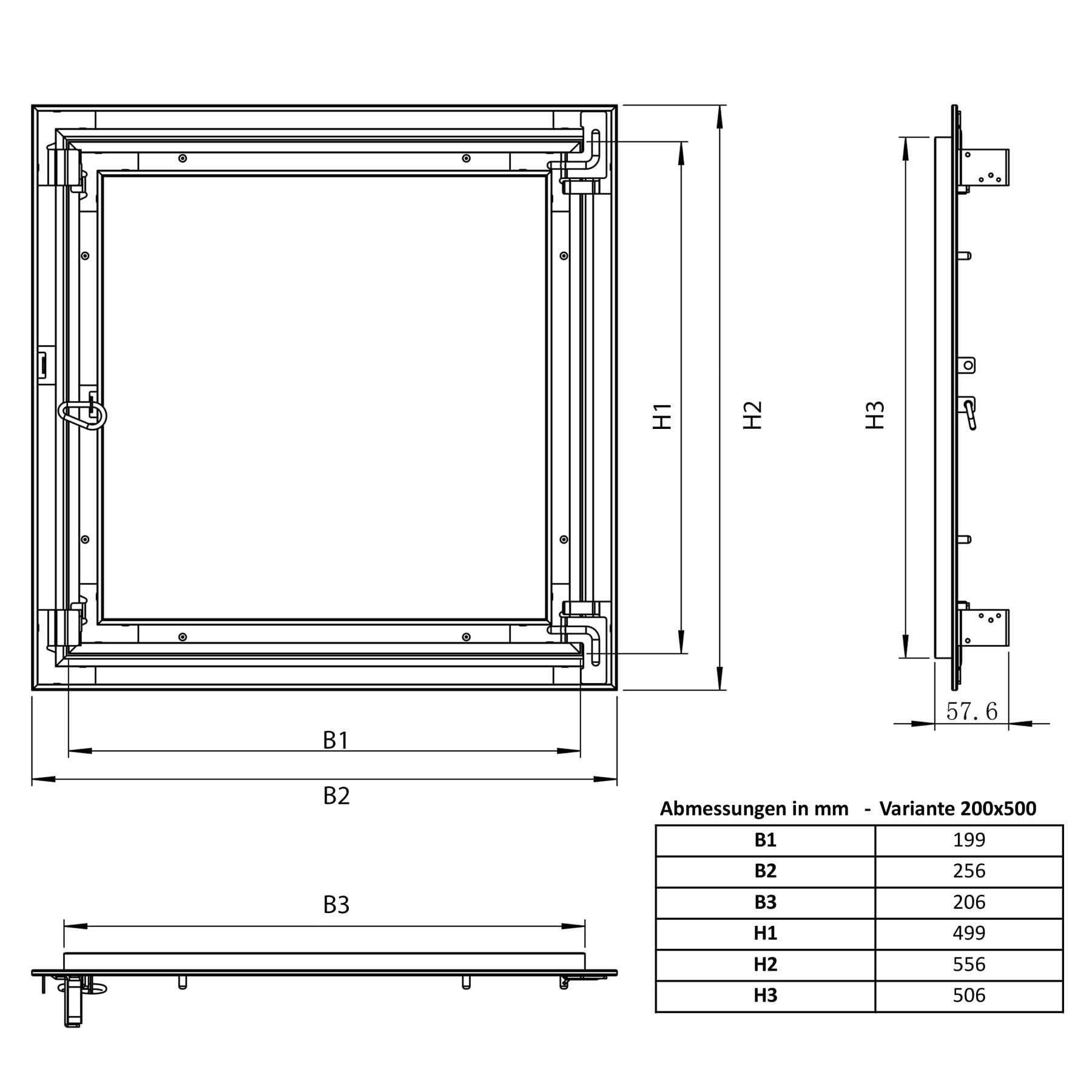 Revisionsklappe Trockenbau 200 x 500 mm – Revisionstür - Wartungsklappe mit 12,5 mm imprägnierter GK-Einlage und Druckverschluss – aus korrosionsbeständigem Aluminium – befliesbar – MW multi werkzeug
