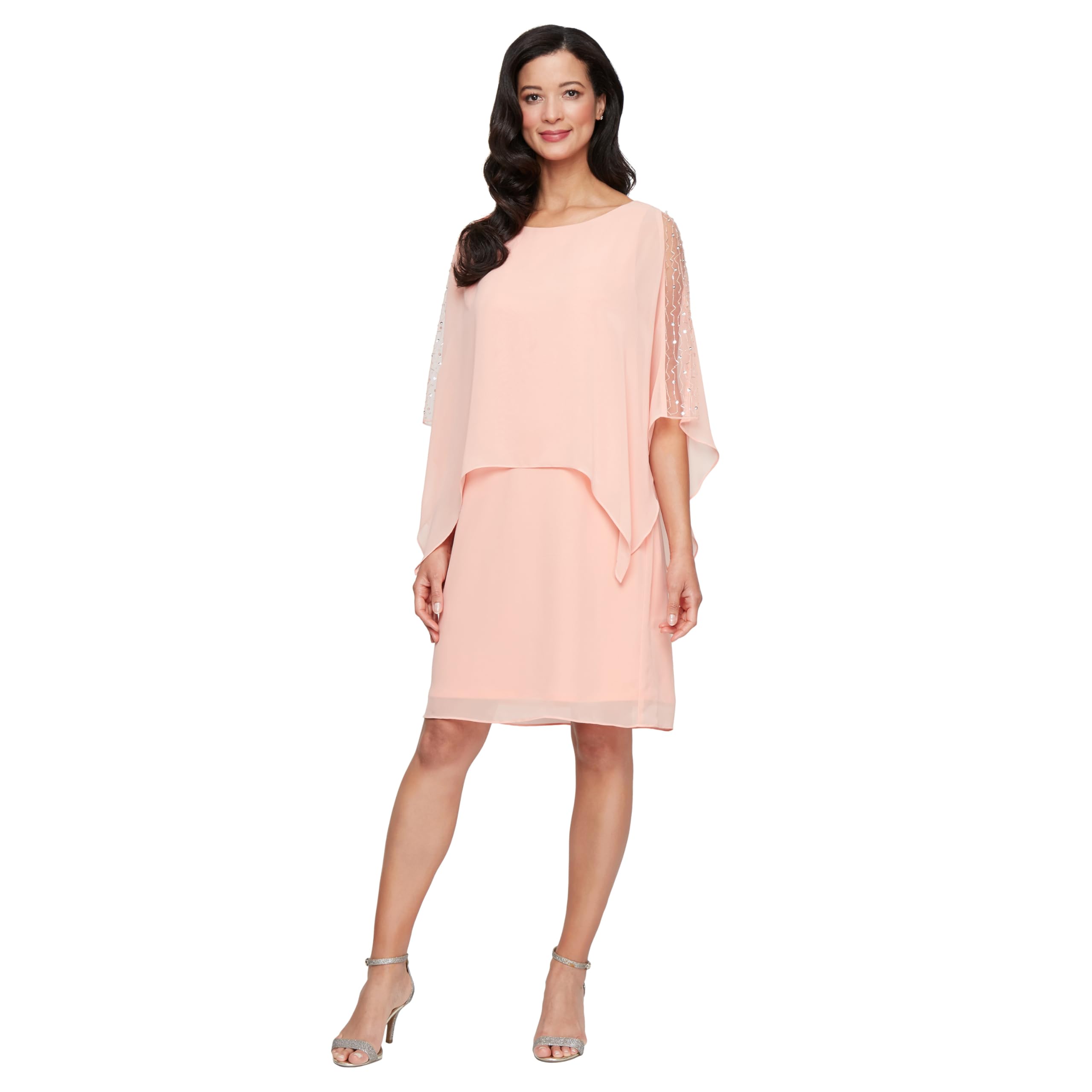 S.L. Fashions Chiffon Capelet Dress