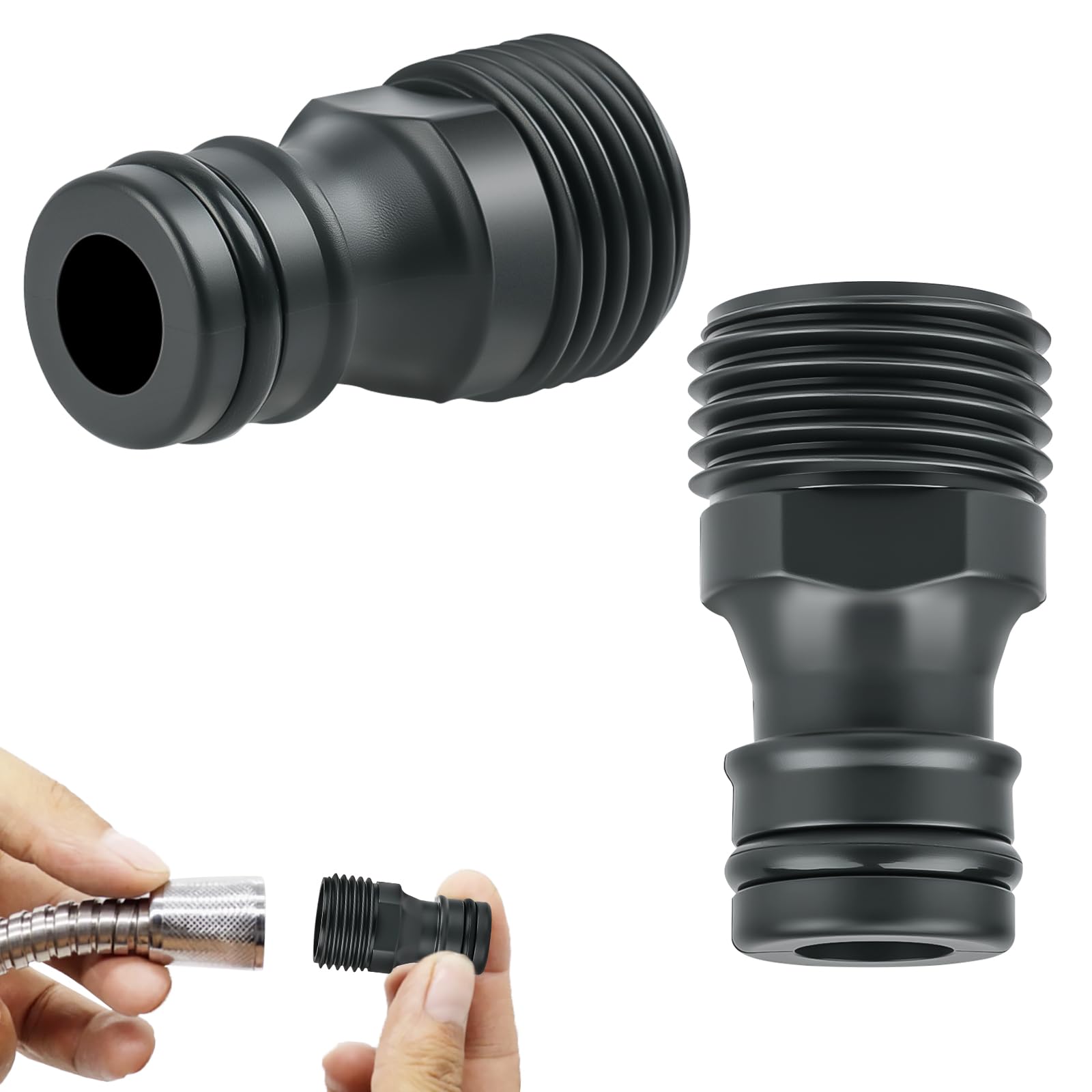 NUTKIT 2 Stück Gartenschlauch Schnellkupplung, G1/2 Außengewinde und Steckkupplung Wasserhahn Adapter, Schlauchverbinder Gartenschlauch Schnellkupplung, ABS Hahnverbinder für Küche Garten