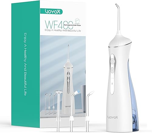 VOYOR-HEALTH Irrigador dental de agua para dientes inalámbrico, recargable eléctrico para limpieza de dientes y hilo dental, irrigador oral portátil