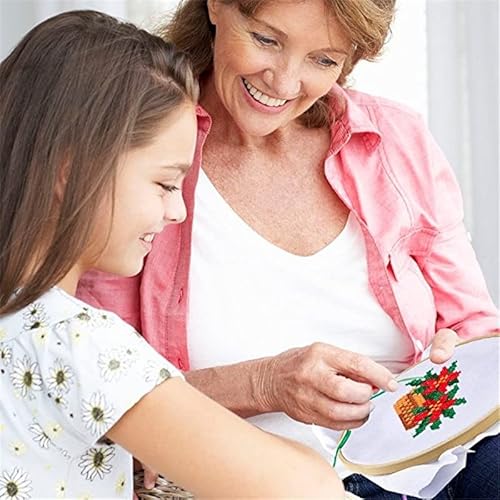 Seasd Cross Stitch Hoops Set With 50Pcs Threads Scissors Needles Sewing Accessories For Women Mom Embroidery Kit #TOP4