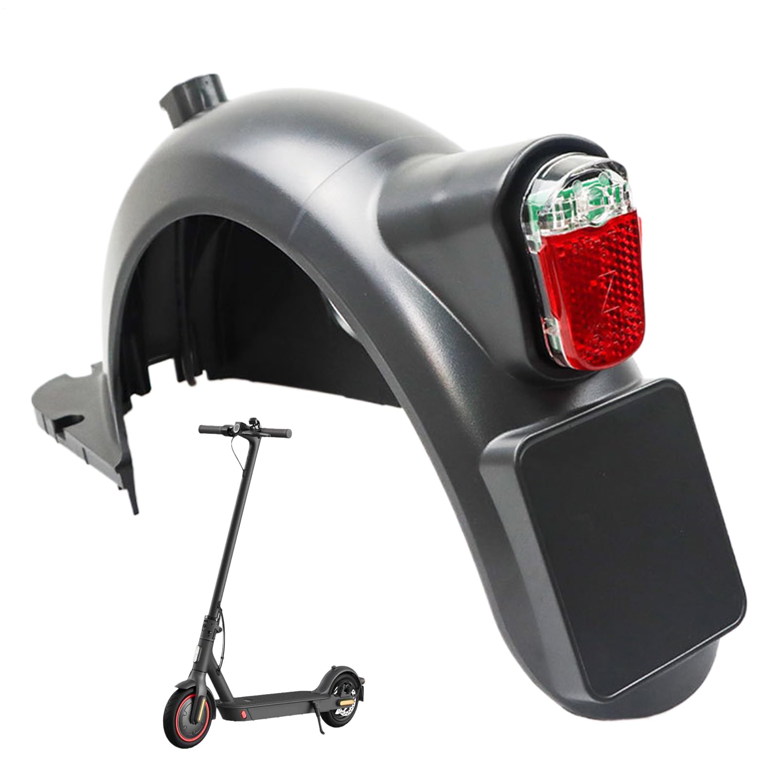 Scooter Rear Fending Board, Electric Scooter Parts, Rear Mudguard Set with Taillight, License Plate Bracket for Safe Riding