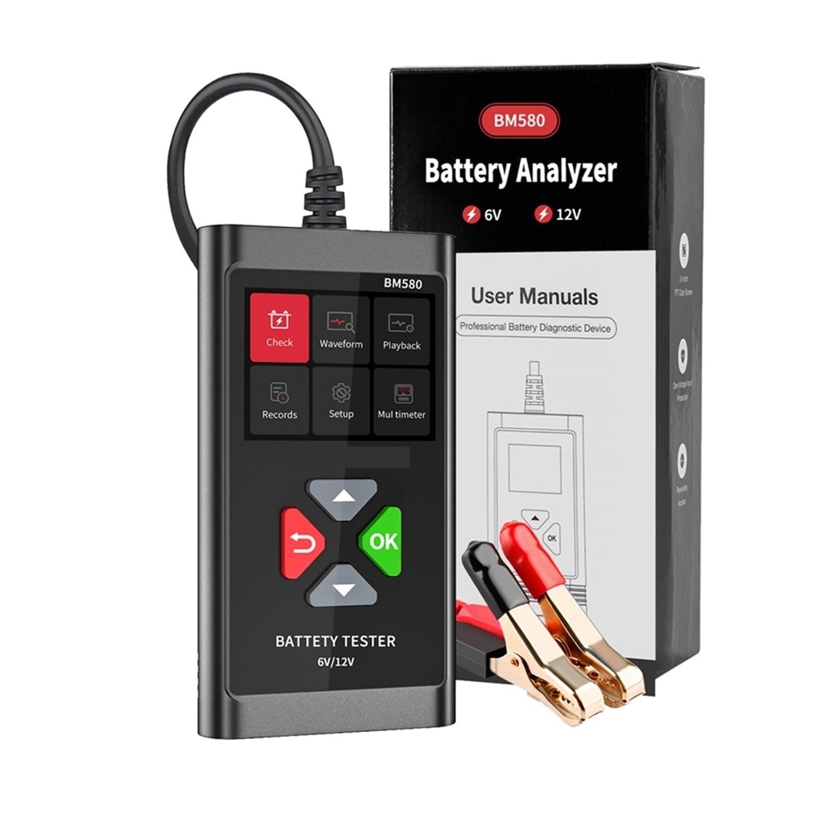 Tester akumulatorów BM580 12 V 6 V Ładowarka akumulatorów samochodowych Narzędzia Obwód rozruchowy Ładowanie Analizator samochodowy PK KW650 KW208