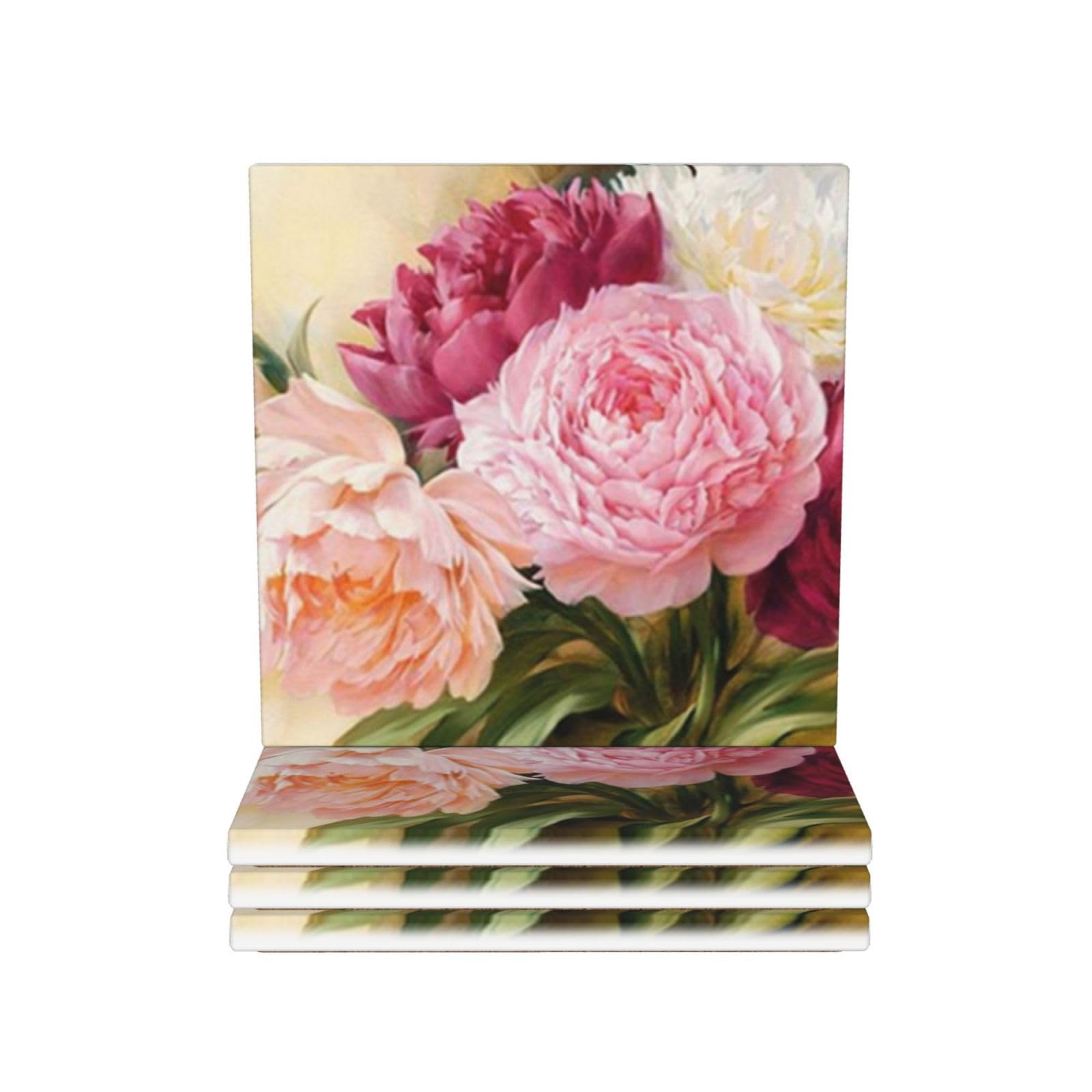 Dessous de verre céramique pivoines au design raffiné et finitions soignées
