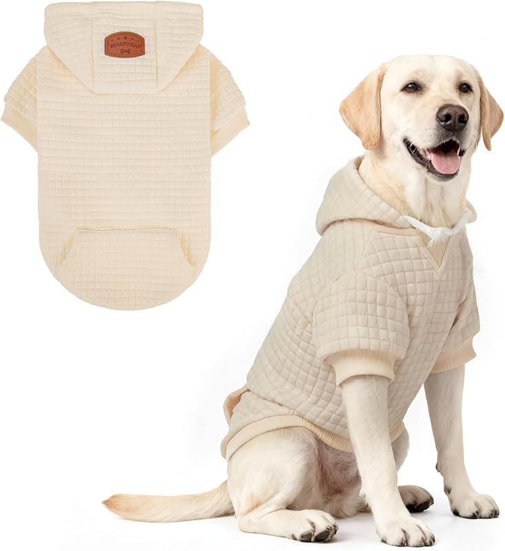 Moletom com Capuz para Cães Grandes BEAUTYZOO, Casaco com Textura Waffle Laminada – Tamanho L
